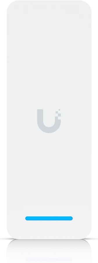UniFi Access reader, white with a blue status bar